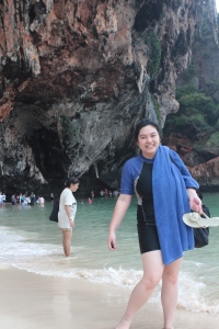 Excited after swimming at the Pra Nang Cave