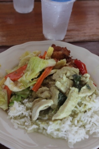 Green Curry, Mix Vegies, Fried Chicken & Rice